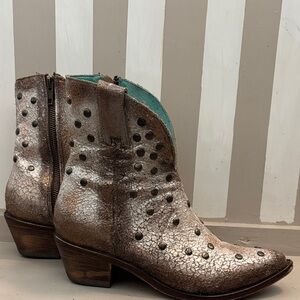 Studded Metallic Ankle Boots